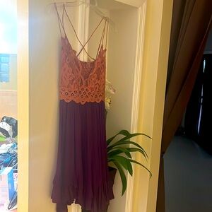 NWT Free people Dress copper combo plum med